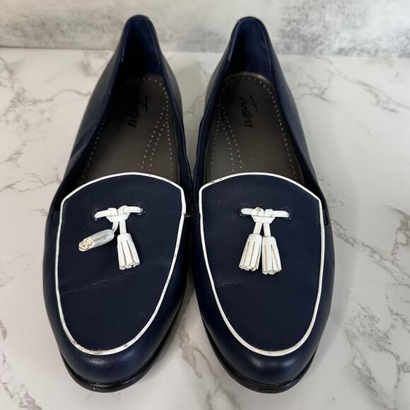 Trotters Shoes Navy Womens 13M Leana Loafer Leather Flat Slip On Low Top Casual - Picture 3 of 9
